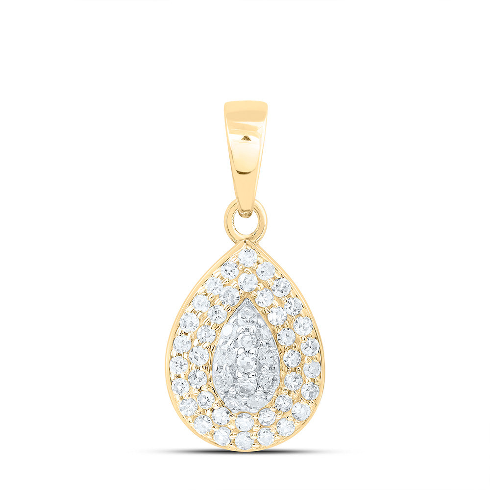 10K Yellow Or White Gold 1/5Ctw Natural Diamond Fashion Pear Pendant
