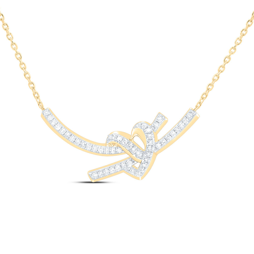 14K Yellow Or White Gold 1/5Ctw Natural Diamond Ana M Fashion Heart Necklace (18 Inch)