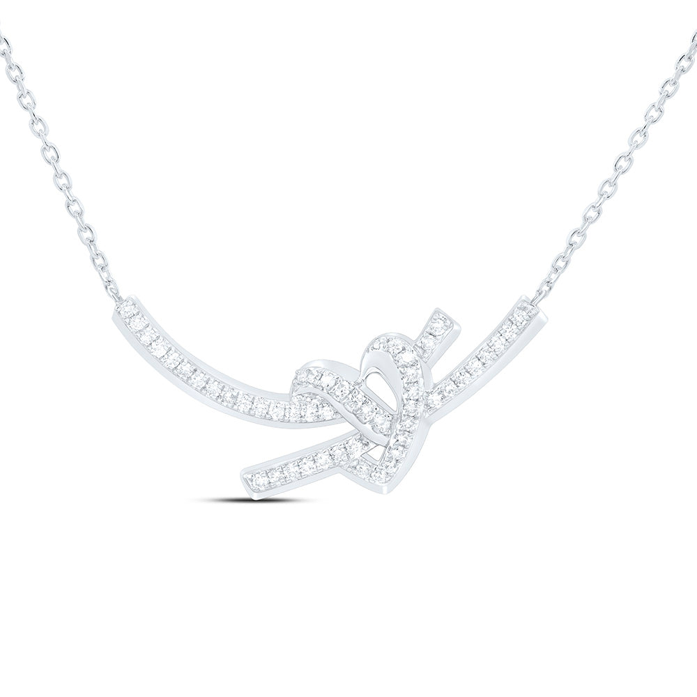 14K Yellow Or White Gold 1/5Ctw Natural Diamond Ana M Fashion Heart Necklace (18 Inch)