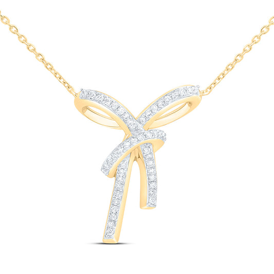 14K Yellow Or White Gold 1/5Ctw Natural Diamond Ana M Fashion Necklace (18 Inch)