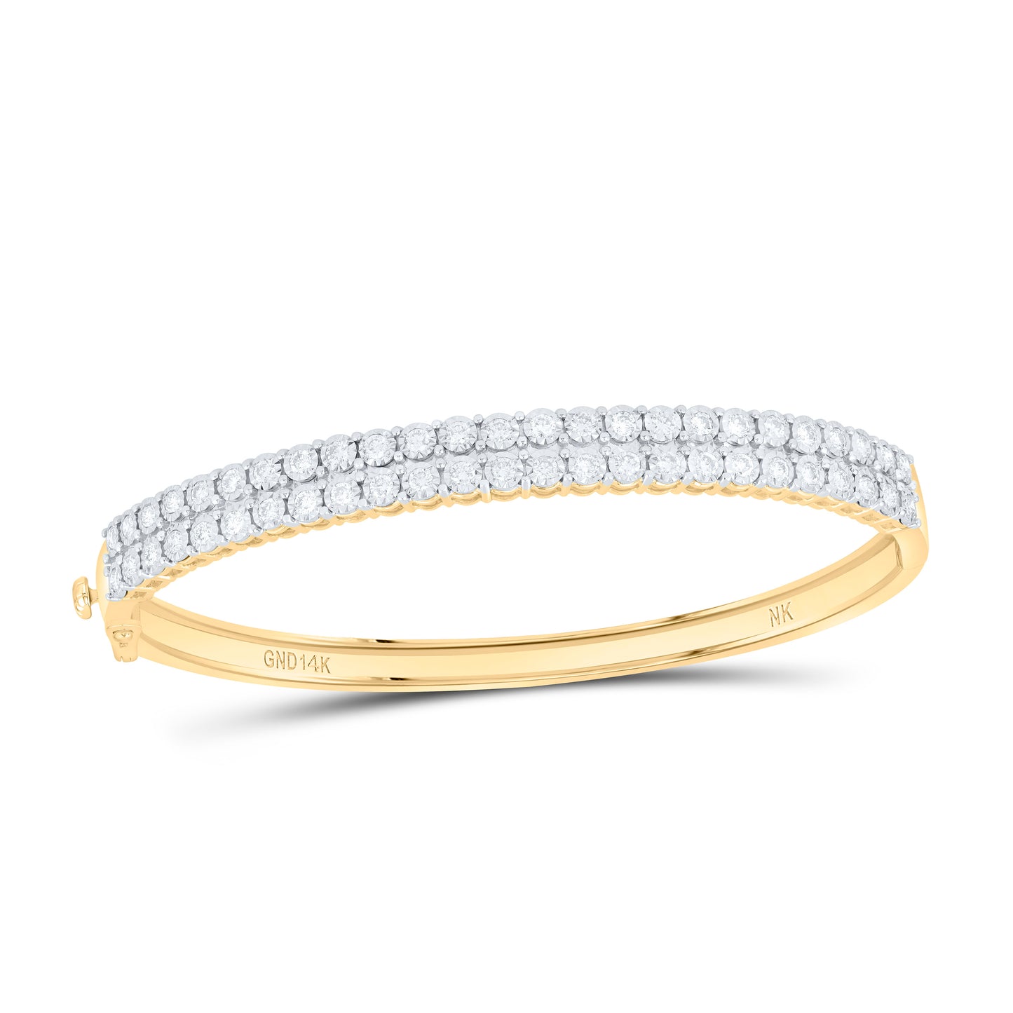 14K Yellow Or White Gold 1 1/4Ctw Natural Diamond Fashion Tennis Bangle (60X48Mm)