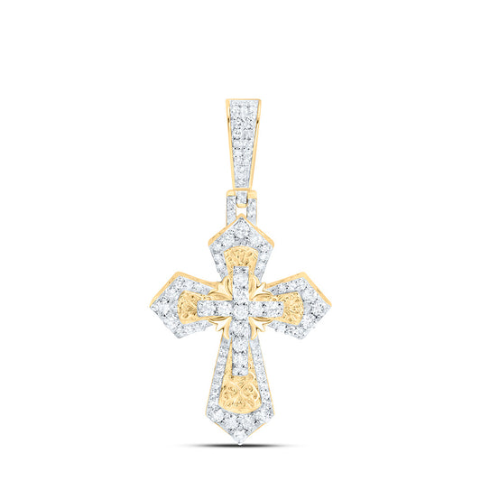 10K White Gold 1/2Ctw Natural Diamond Fashion Cross Pendant