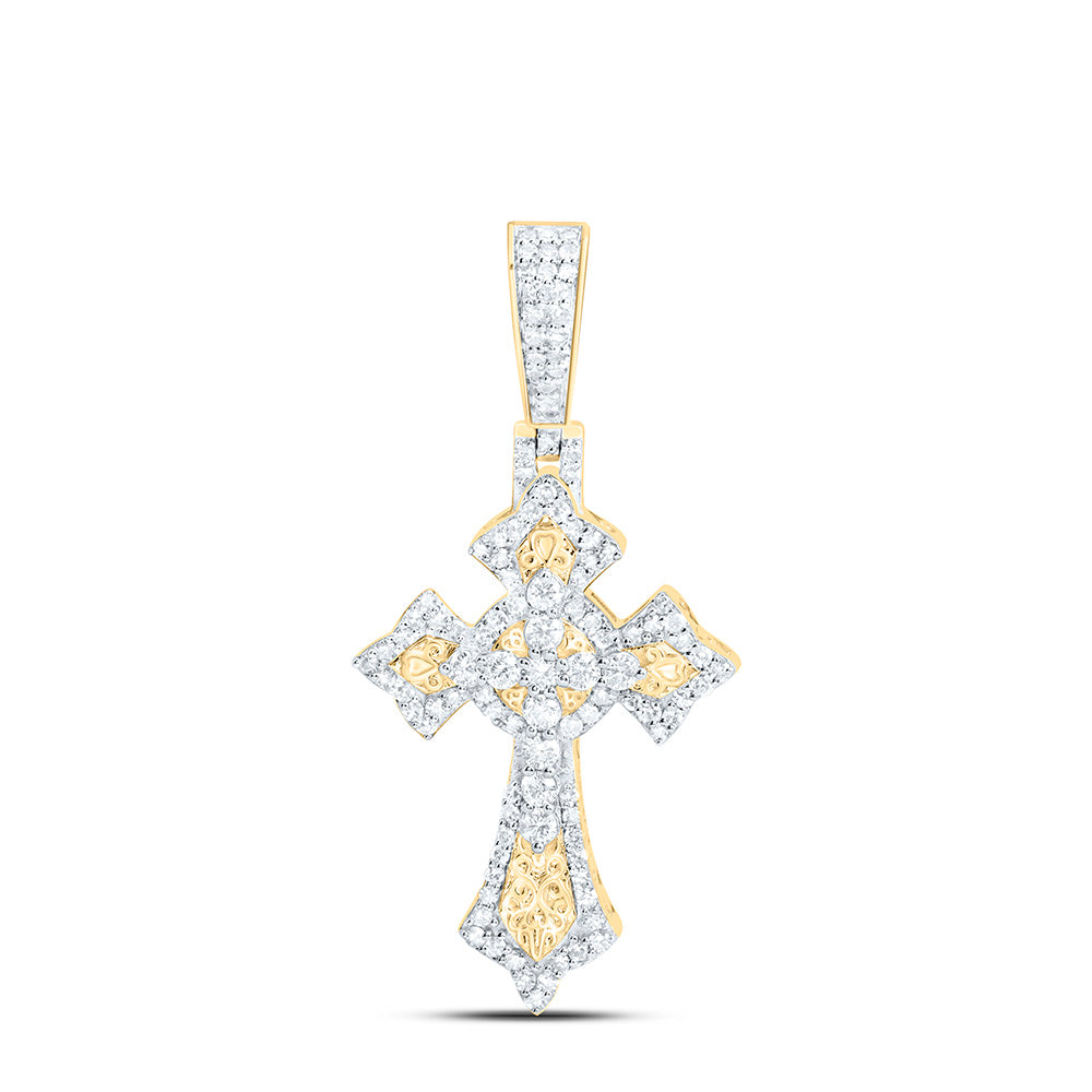10K Yellow Gold 5/8Ctw Natural Diamond Fashion Cross Pendant