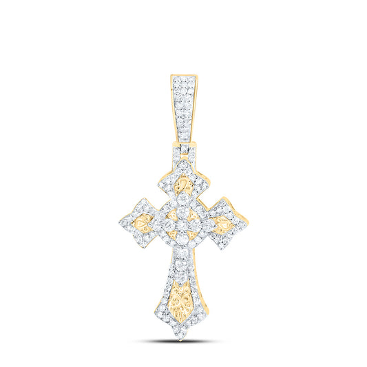 10K Yellow Gold 5/8Ctw Natural Diamond Fashion Cross Pendant