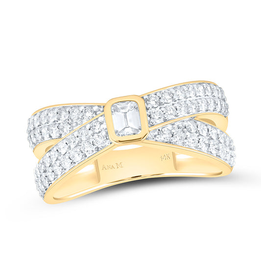 14K Yellow Gold 1 Ctw Natural Diamond Ana M 1/4Ct-Cem Fashion Emerald Ring