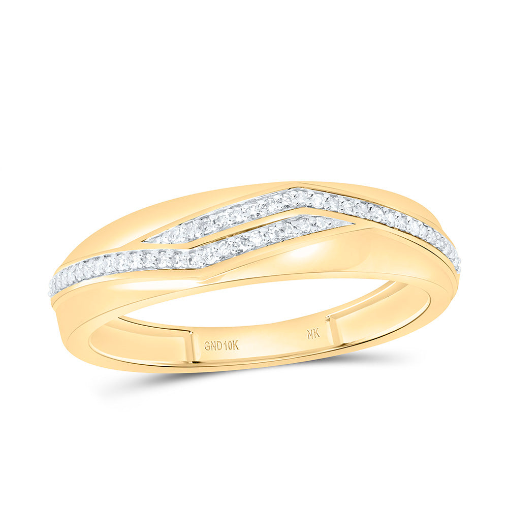 10K Yellow Gold 1/8 Cttw Natural Diamond Gift Mens Band