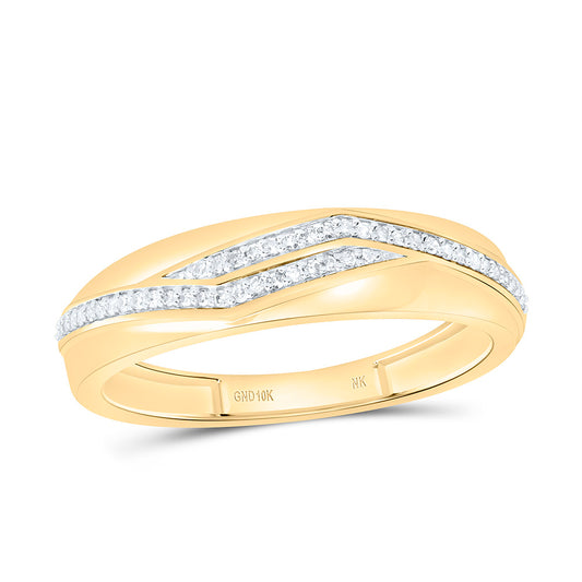 10K Yellow Gold 1/8 Cttw Natural Diamond Gift Mens Band