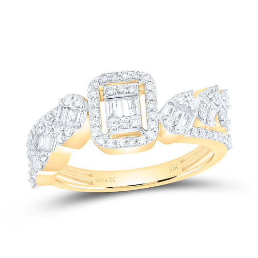 14K Yellow Gold 5/8Ctw Natural Diamond Ana M Fashion  Ring