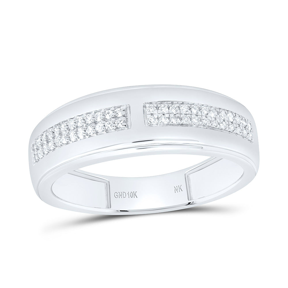 10K White Gold 1/5 Cttw Natural Diamond Mens Band