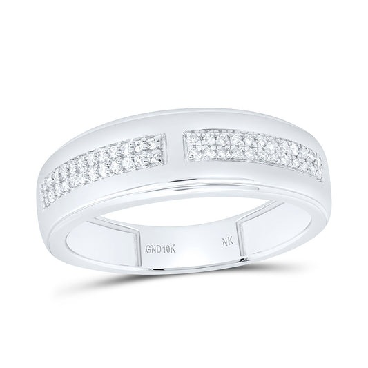 10K White Gold 1/5 Cttw Natural Diamond Mens Band