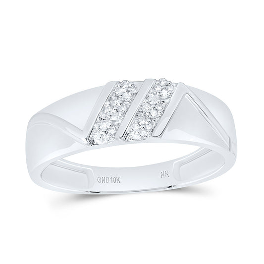 10K White Gold 1/10 Cttw Natural Diamond Mens Band