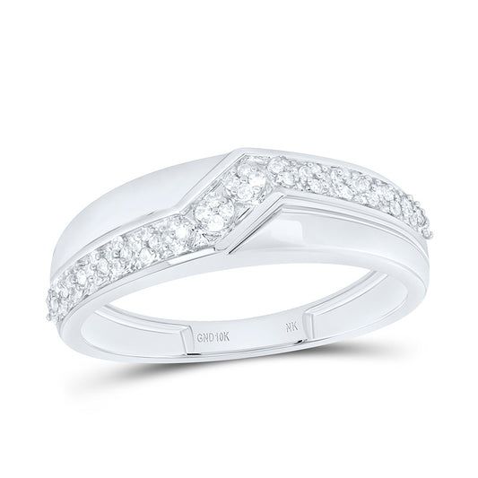 10K White Gold 1/5 Cttw Natural Diamond Mens Band