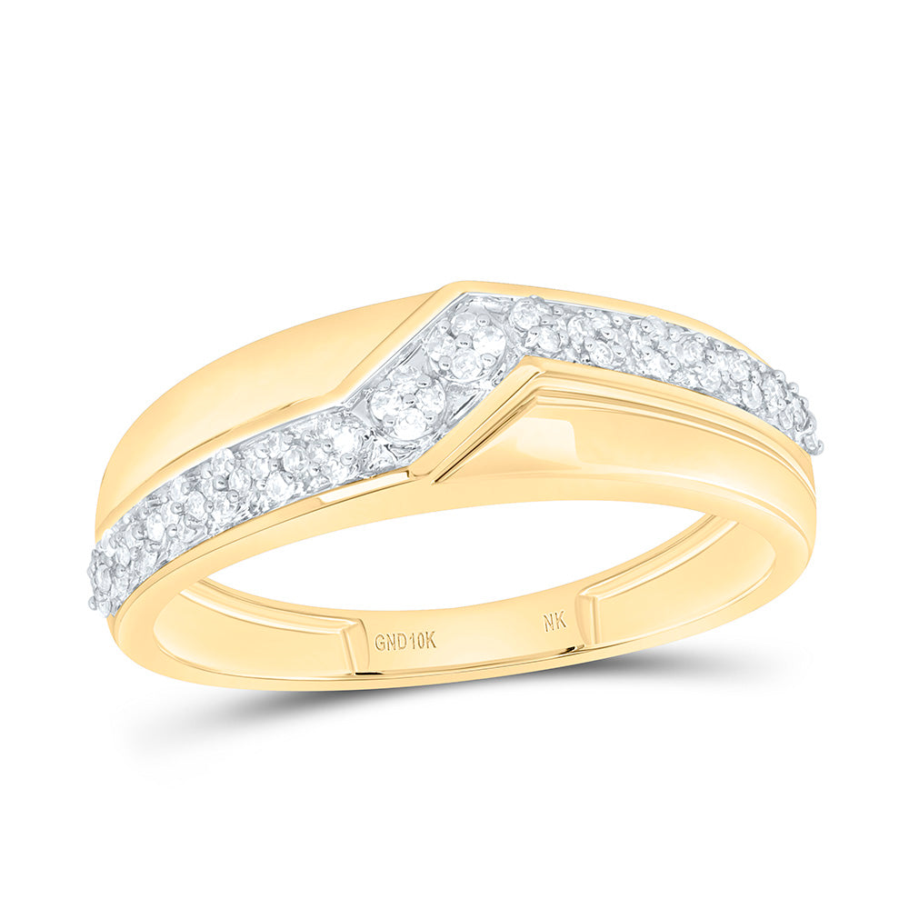 10K White Gold 1/5 Cttw Natural Diamond Mens Band