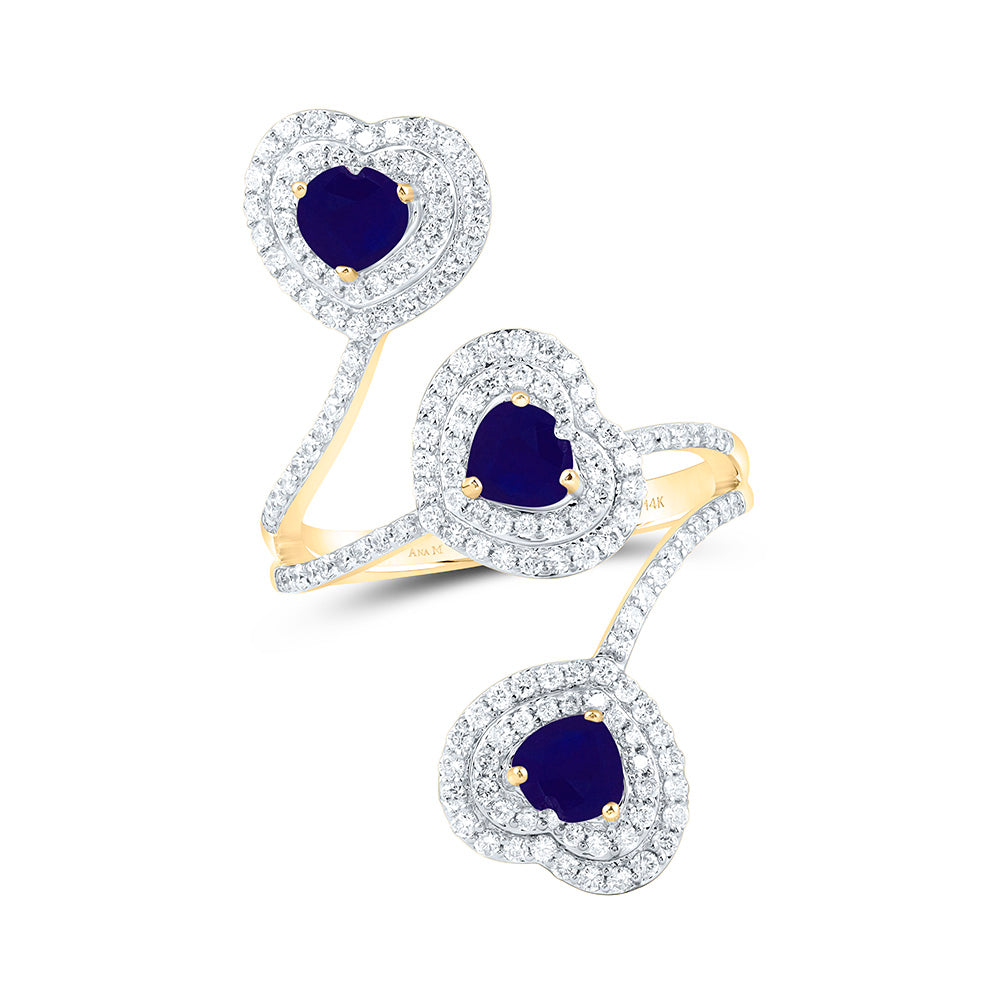 14K Yellow Gold 3/4 Cttw Natural Diamond Ana M 4X5Mm Ruby Natural Gem Heart Ring