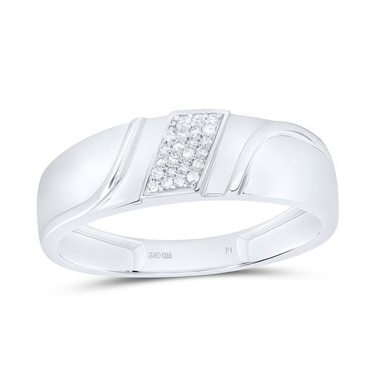 Sterling Silver 1/12 Cttw Natural Diamond P1 Gift Mens Band