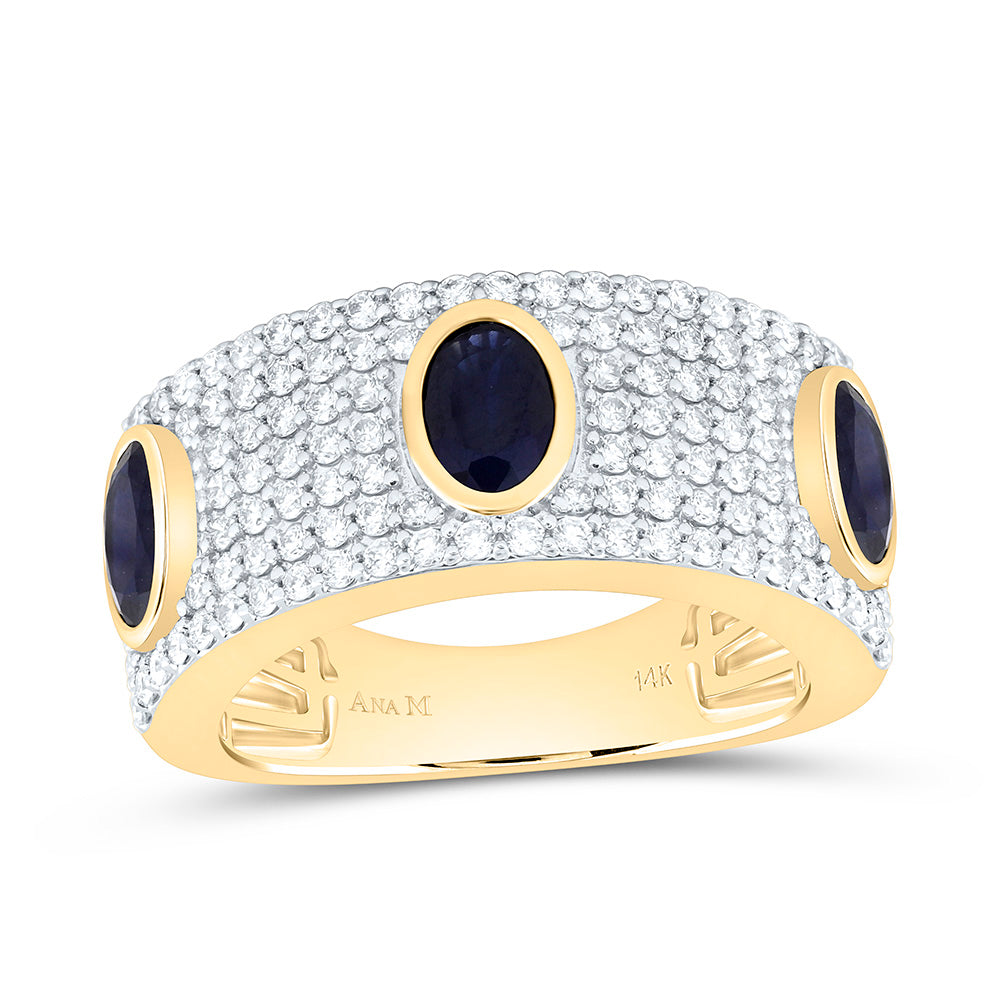 14K Yellow Gold 7/8Ctw Natural Diamond Ana M 6X4Mm Oval Ruby Natural Gem Oval Ring