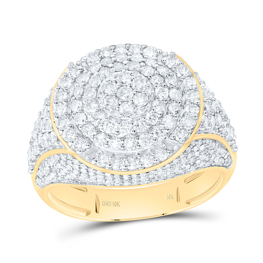 10K Yellow Gold 2 1/2Ctw Natural Diamond Round Mens Ring