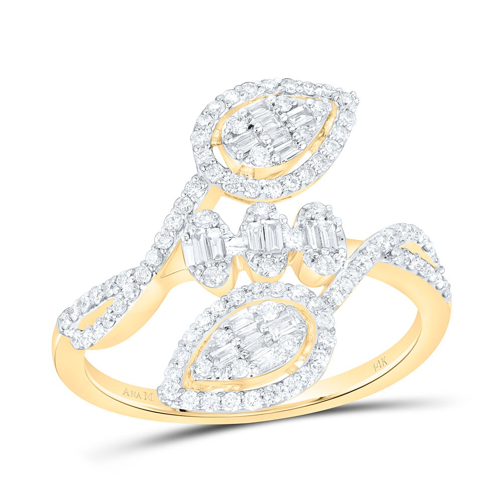 14K Yellow Gold 1/2Ctw Natural Diamond Ana M Fashion Pear Ring