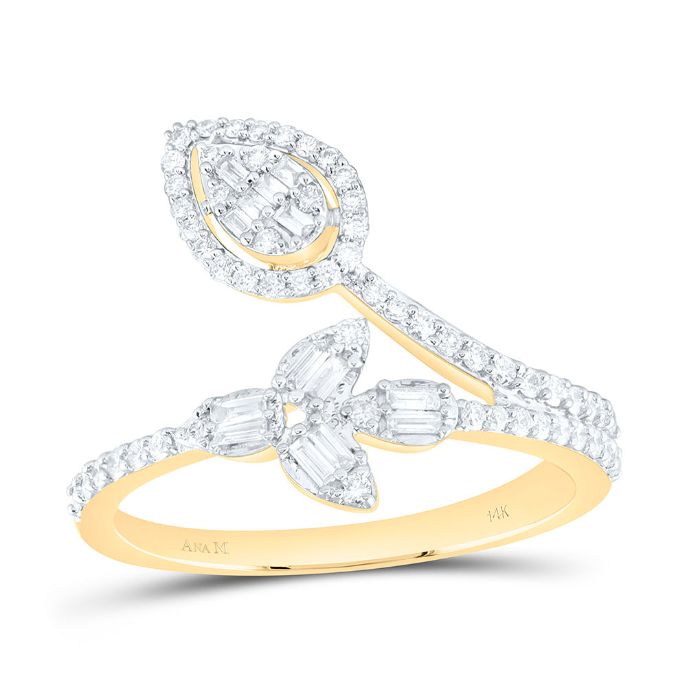 14K Yellow Gold 3/8Ctw Natural Diamond Ana M Fashion Pear Ring