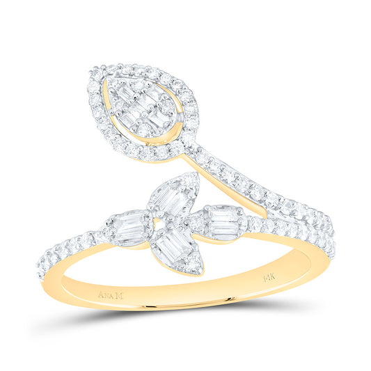 14K Yellow Gold 3/8Ctw Natural Diamond Ana M Fashion Pear Ring