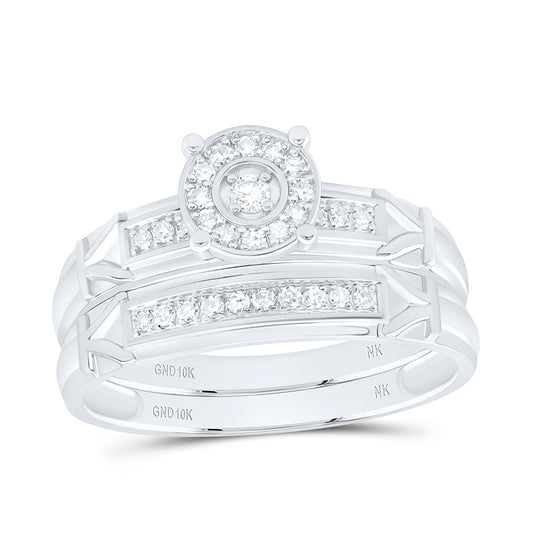 10K White Gold 1/4Ctw Natural Diamond Fashion Round Trio Set