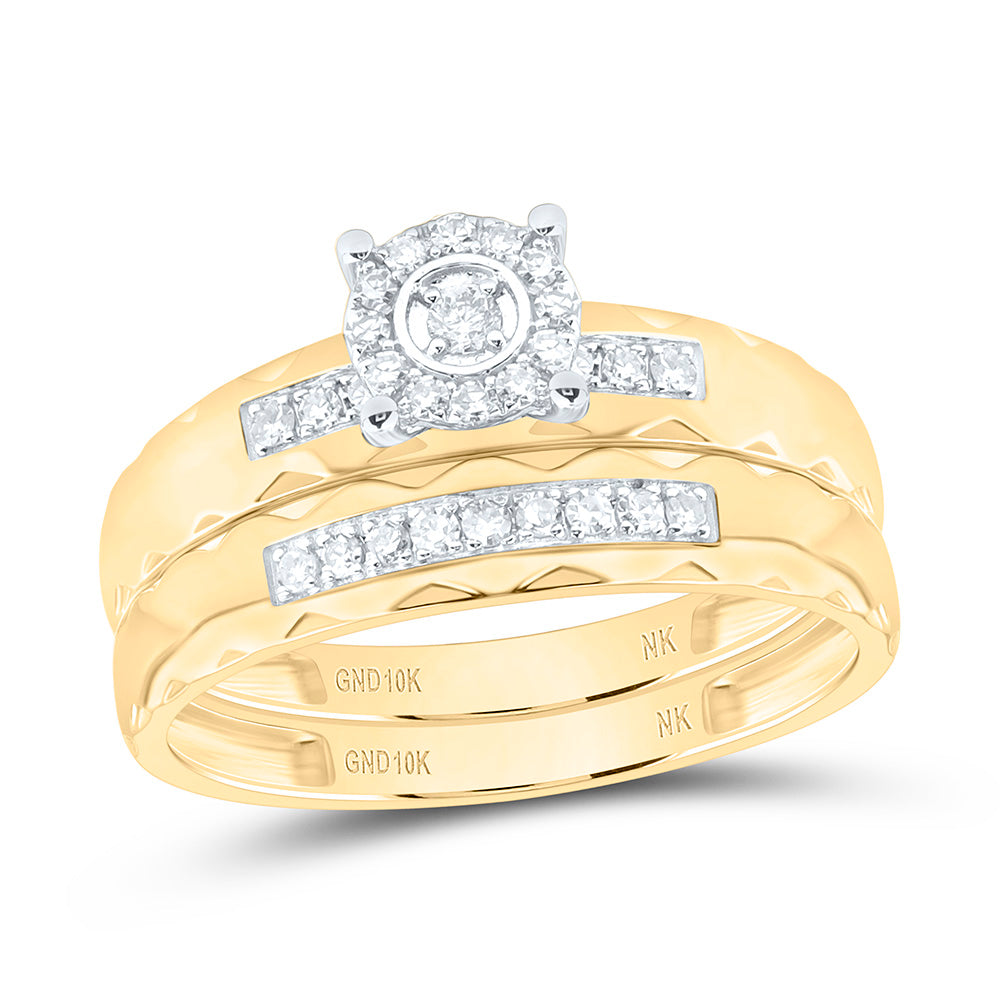 10K Yellow Gold 1/4Ctw Natural Diamond Fashion Round Trio Set