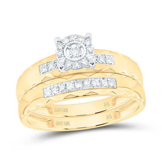 10K Yellow Gold 1/4Ctw Natural Diamond Fashion Round Trio Set