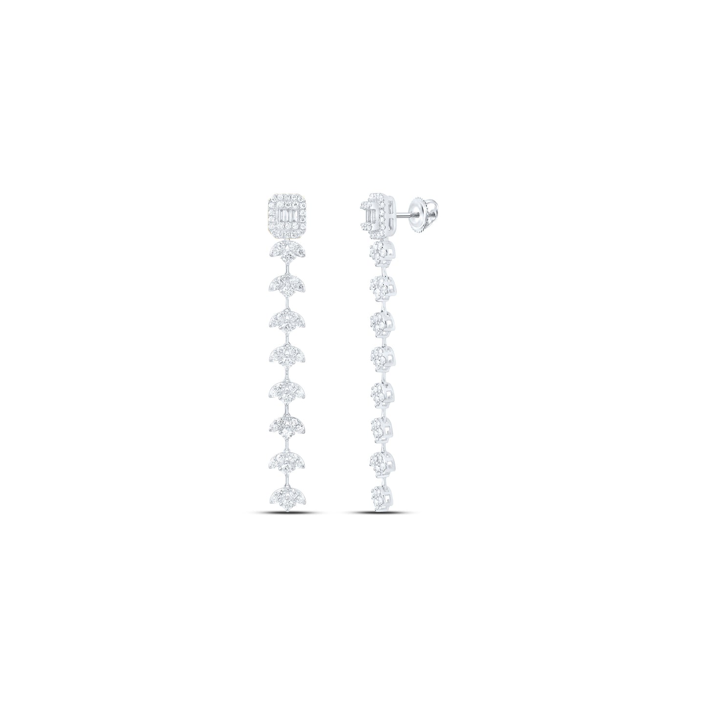 14K Yellow Or White Gold 1 1/2Ctw Natural Diamond Ana M Fashion Emerald Dangling Earring