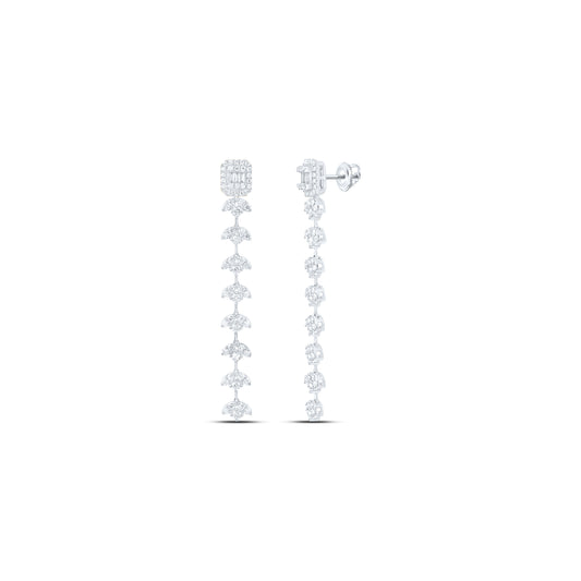 14K Yellow Or White Gold 1 1/2Ctw Natural Diamond Ana M Fashion Emerald Dangling Earring
