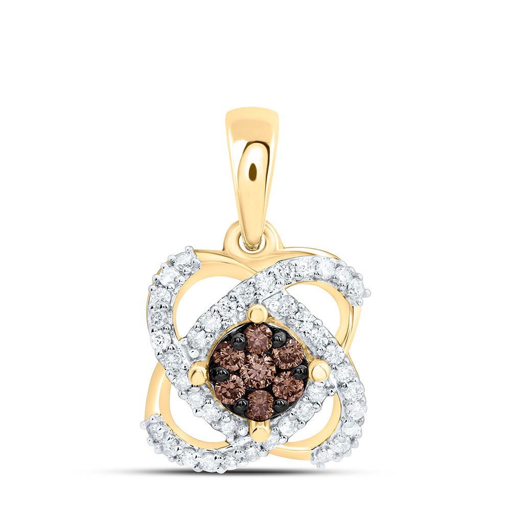 10K Yellow Or White Or Rose Gold 1/4Ctw Natural Diamond Cn Fashion Cognac Natural Pendant