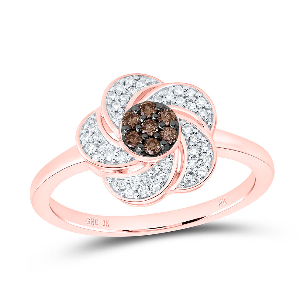10K Yellow Gold 1/4Ctw Natural Diamond Cn Fashion Cognac Natural Flower Ring