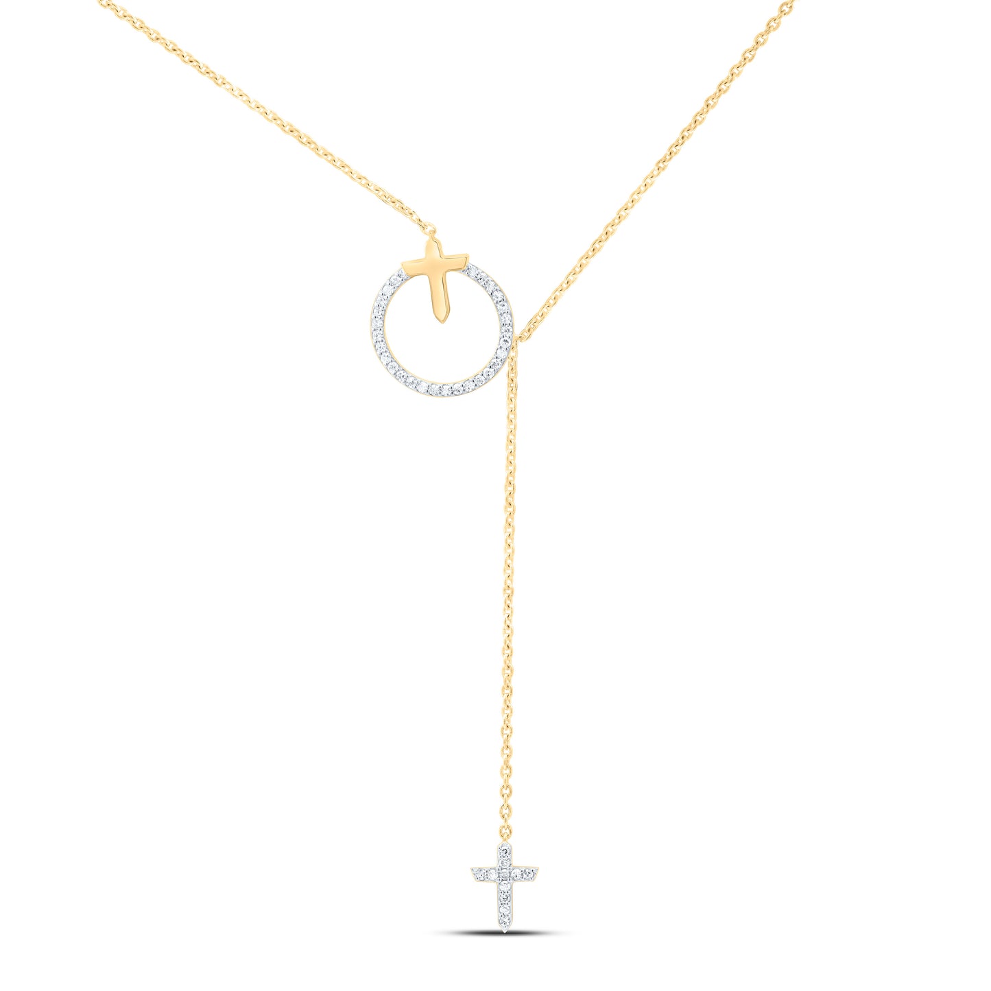 10K Yellow Or White Gold 1/6Ctw Natural Diamond Cn Fashion Cross Necklace (16 Inch)