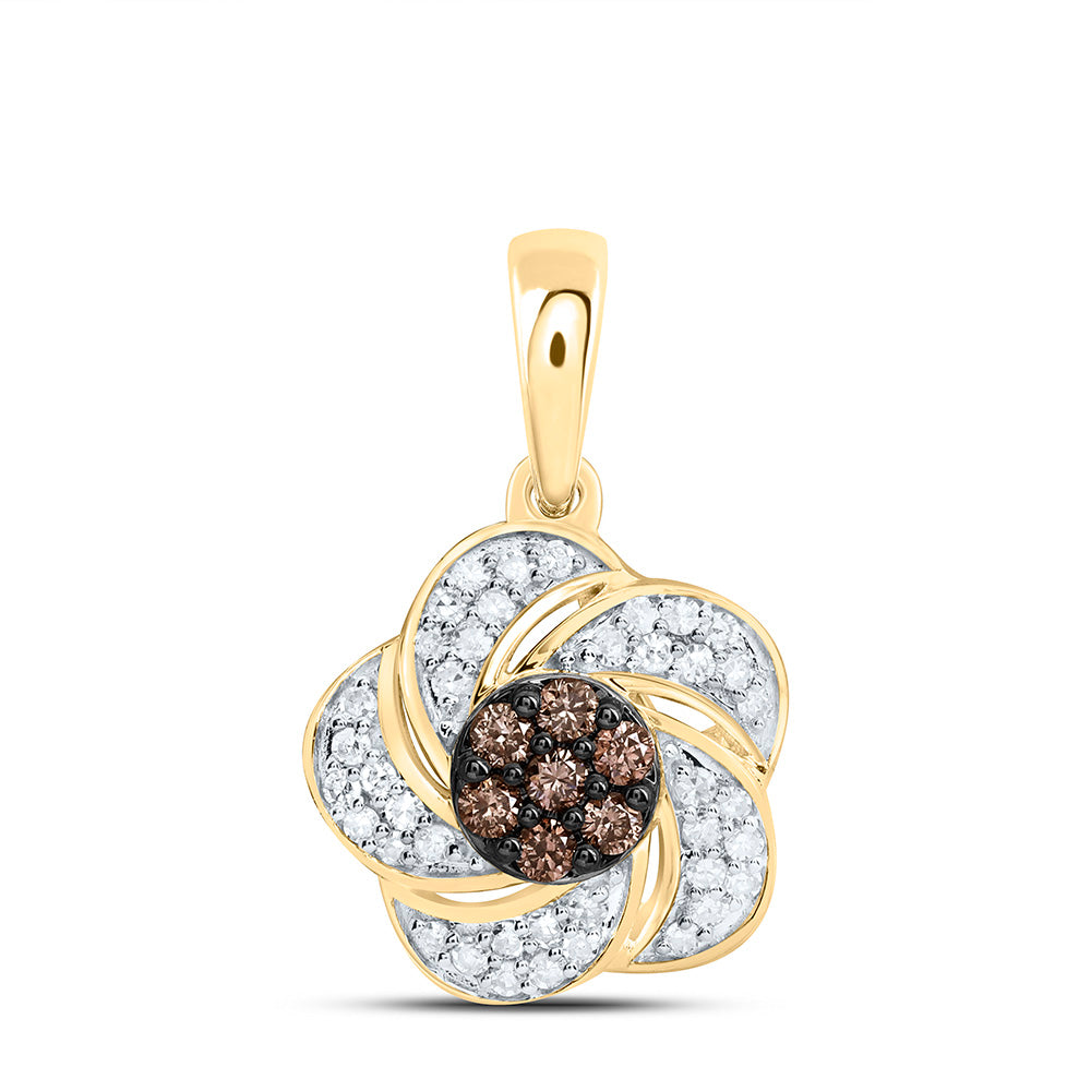 10K Yellow Or White Or Rose Gold 1/4Ctw Natural Diamond Cn Fashion Natural Flower Pendant