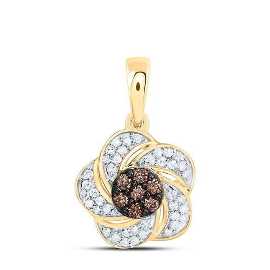 10K Yellow Or White Or Rose Gold 1/4Ctw Natural Diamond Cn Fashion Natural Flower Pendant