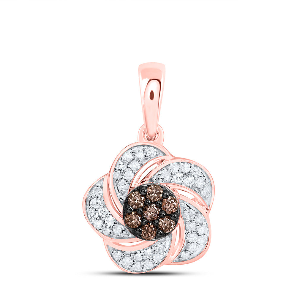 10K Yellow Or White Or Rose Gold 1/4Ctw Natural Diamond Cn Fashion Natural Flower Pendant