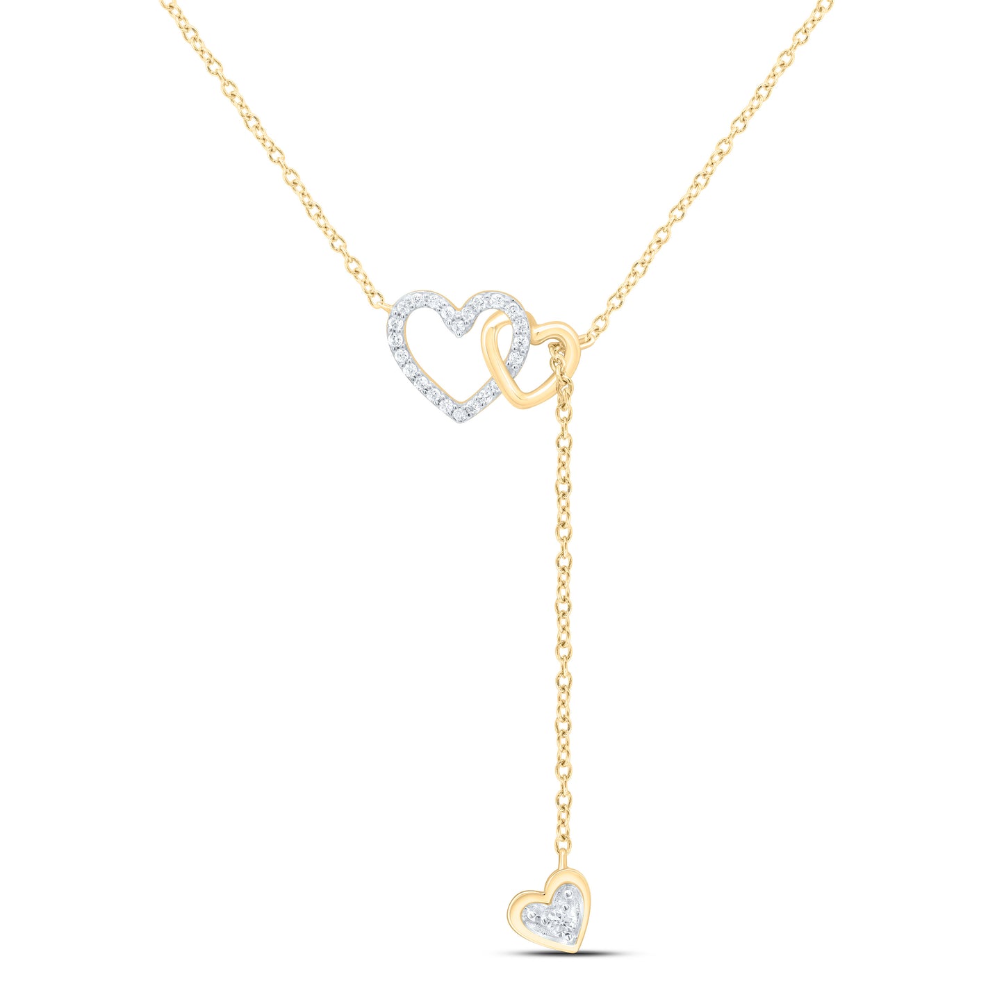 10K Yellow Or White Gold 1/10Ctw Natural Diamond Cn Fashion Heart Necklace (16Inch)