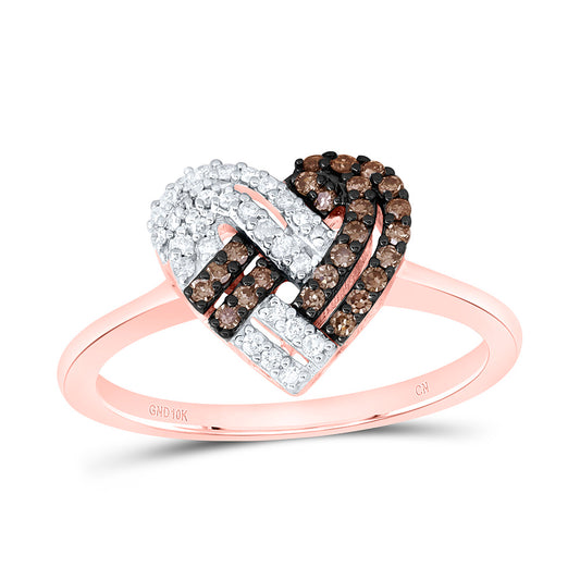 10K Yellow Gold 1/4Ctw Natural Diamond Cn Fashion Cognac Natural Heart Ring