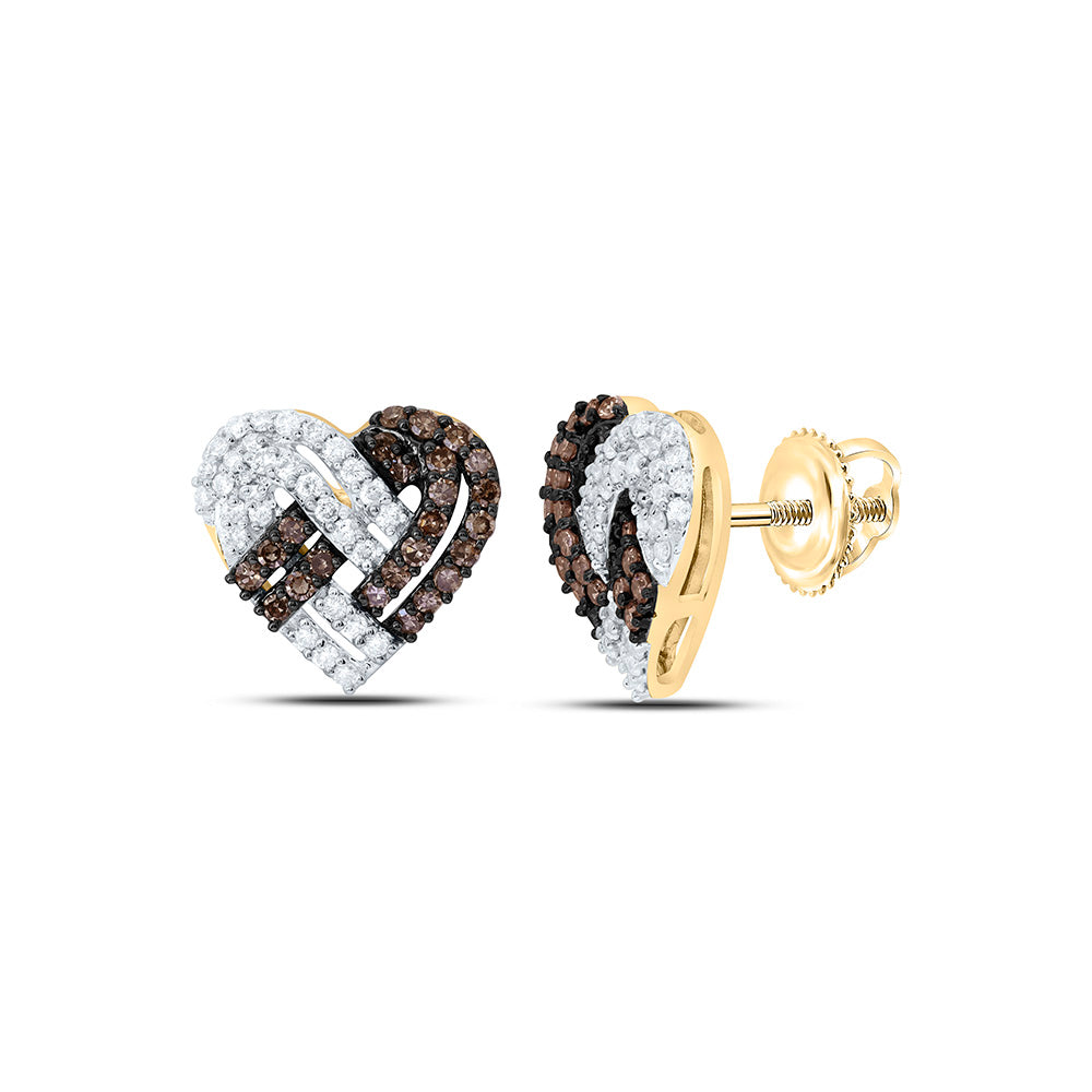 10K Yellow Or White Or Rose Gold 1/2Ctw Natural Diamond Cn Fashion Natural Heart Earring