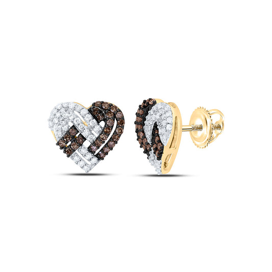 10K Yellow Or White Or Rose Gold 1/2Ctw Natural Diamond Cn Fashion Natural Heart Earring