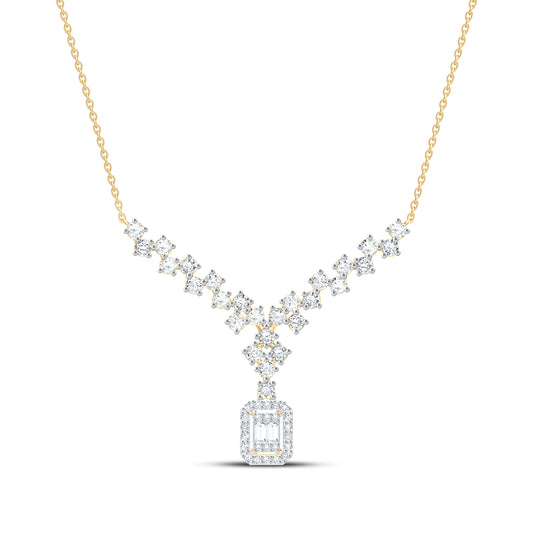 14K Yellow Or White Gold 3/4Ctw Natural Diamond Ana M Fashion Emerald Necklace (18 Inch)