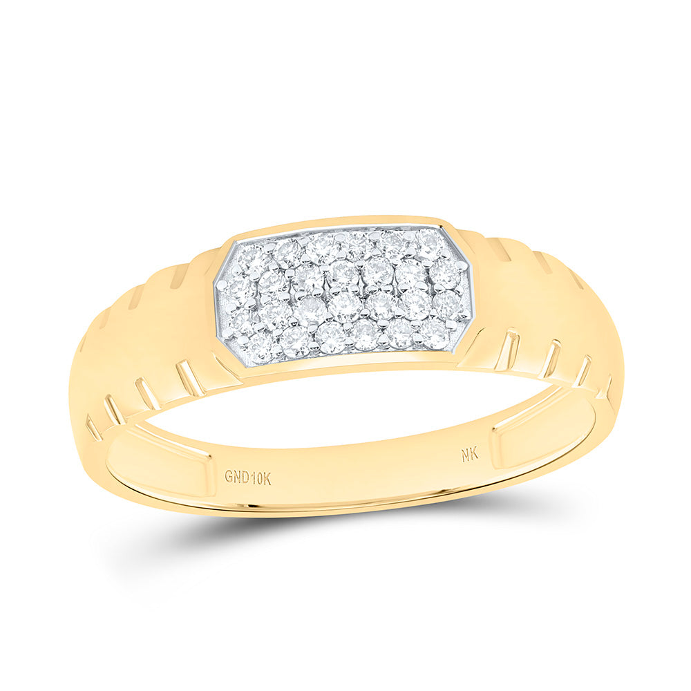 10K Yellow Gold 1/4 Cttw Natural Diamond Mens Band