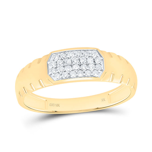 10K Yellow Gold 1/4 Cttw Natural Diamond Mens Band