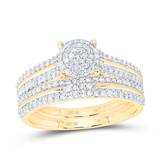 10K Yellow Gold 3/4Ctw Natural Diamond Round Trio Set