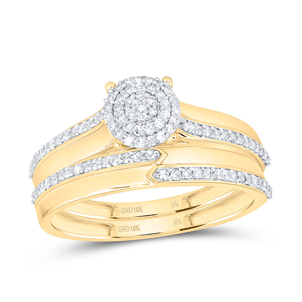 10K Yellow Gold 3/8Ctw Natural Diamond Round Trio Set