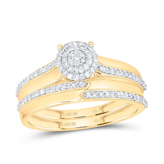 10K Yellow Gold 3/8Ctw Natural Diamond Round Trio Set