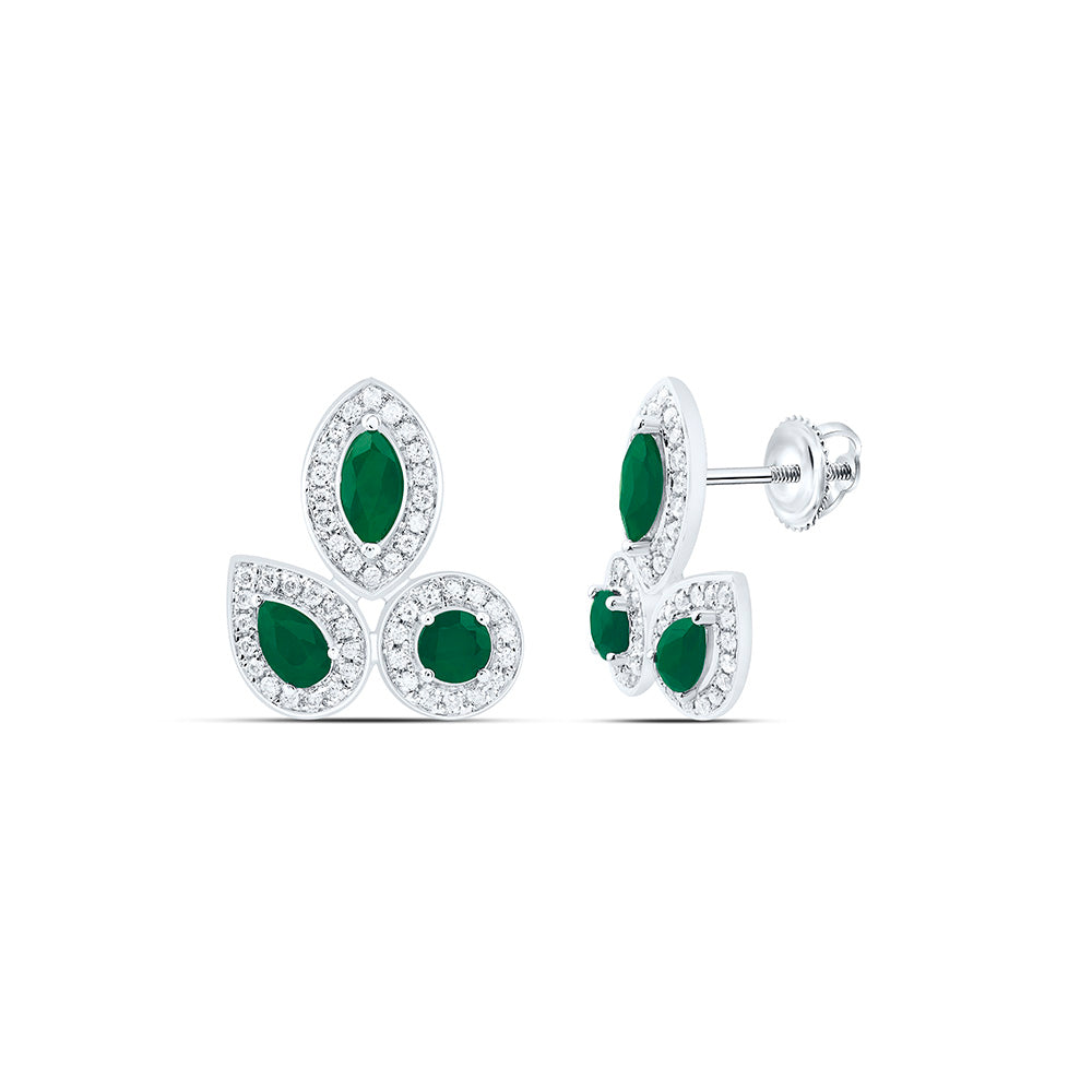 14K Yellow Or White Gold 1/4Ctw Natural Diamond Ana M 7/8Ct Round Ruby, Marquise Ruby, Pear Ruby Natural Gem Earring