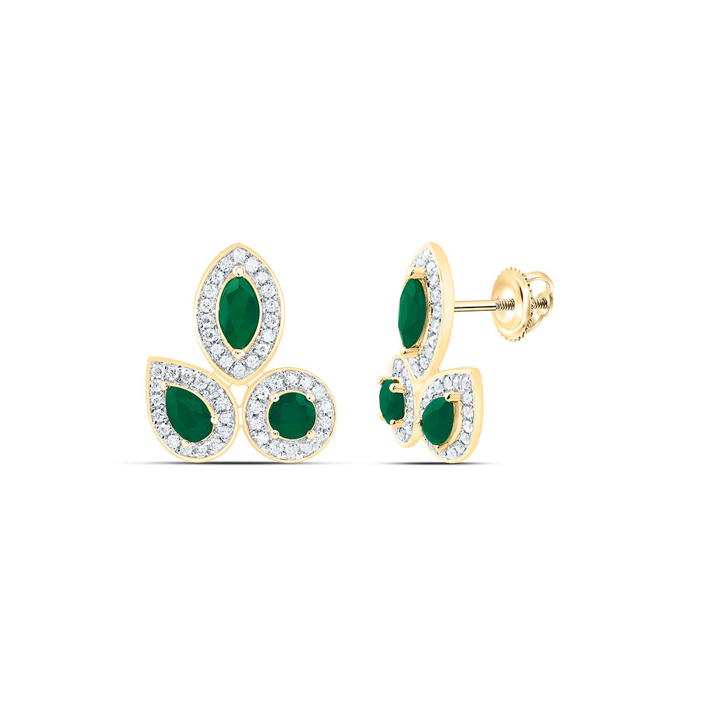 14K Yellow Or White Gold 1/4Ctw Natural Diamond Ana M 7/8Ct Round Ruby, Marquise Ruby, Pear Ruby Natural Gem Earring