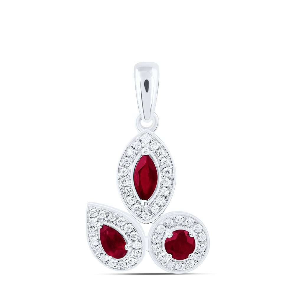 14K Yellow Or White Gold Natural Diamond Ana M Round, Marquise, Pear Natural Gem Pendant