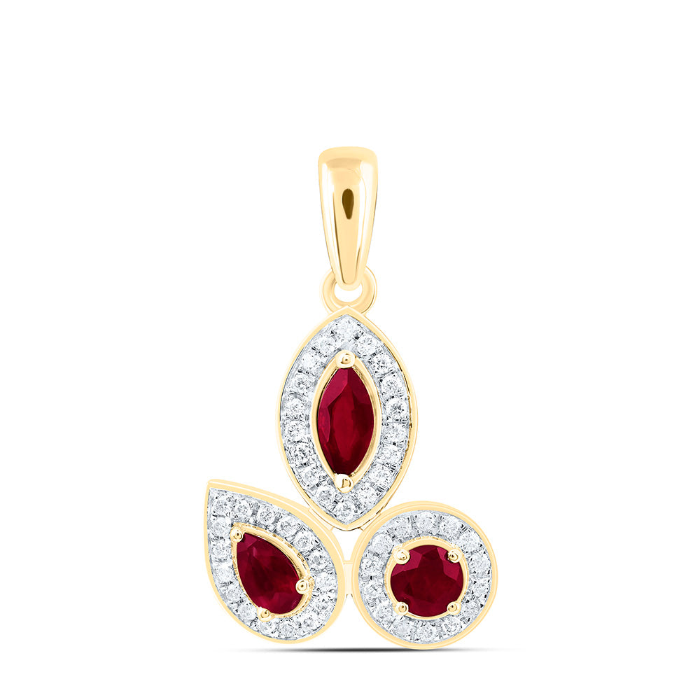 14K Yellow Or White Gold Natural Diamond Ana M Round, Marquise, Pear Natural Gem Pendant