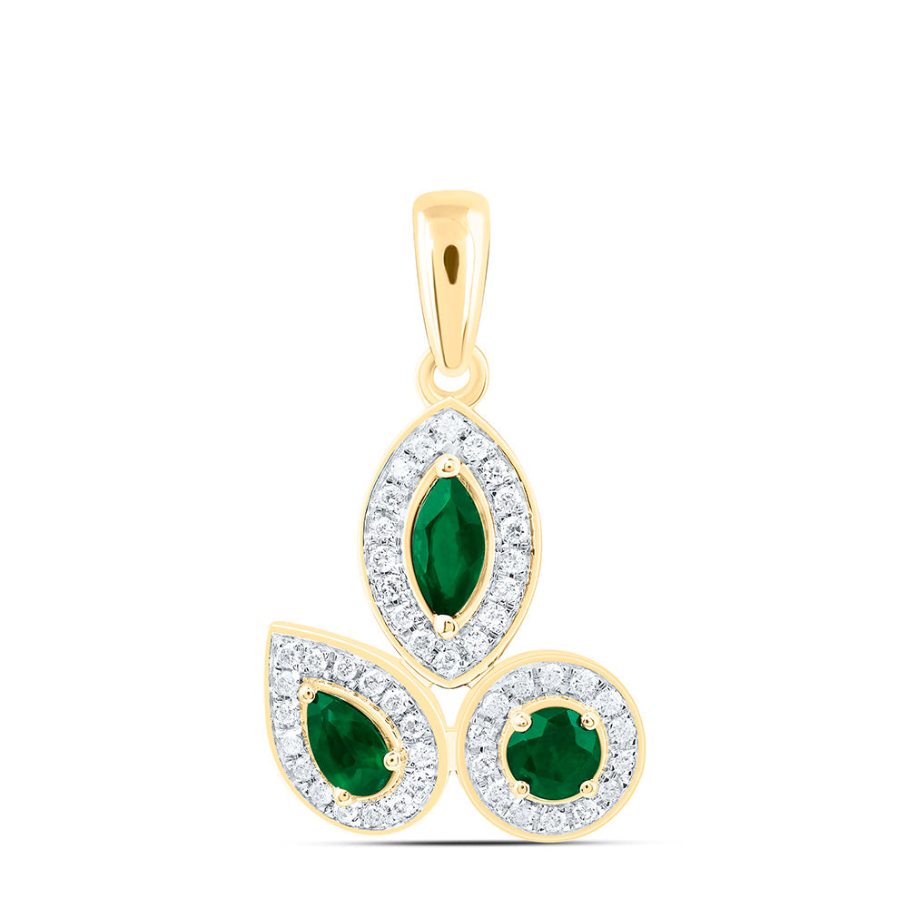 14K Yellow Or White Gold Natural Diamond Ana M Round, Marquise, Pear Natural Gem Pendant